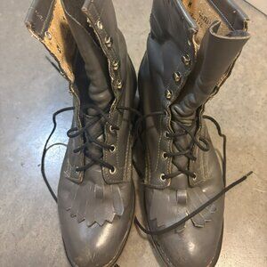 Rare Vintage 90's Laredo Gray Leather Kiltie Roper Lace Up Boots - Women's 6